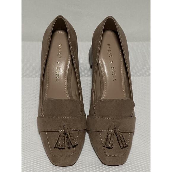 Kelly & Katie Womens Beeka Tan Faux Suede US 6.5 EU 38 Shoes Block Tassle NWOB - Picture 1 of 9